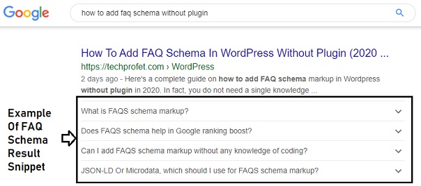 faq schema result example