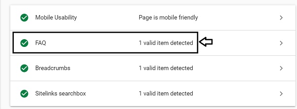 faq detected on google search console