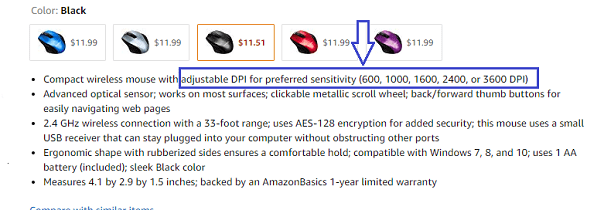 adjustable mouse dpi