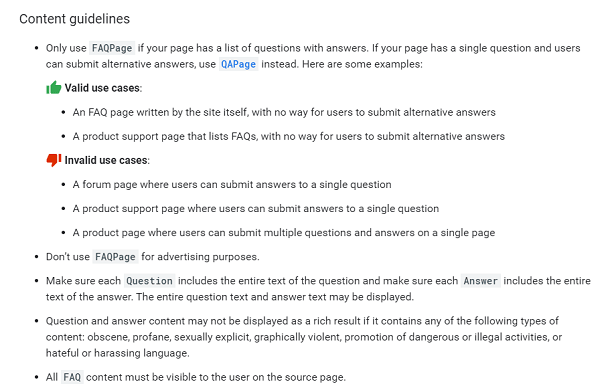 google faq guidelines