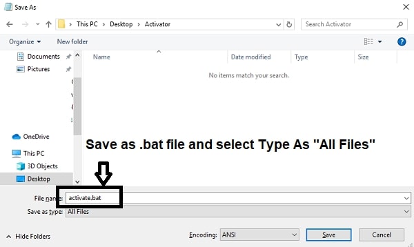 save code as bat file