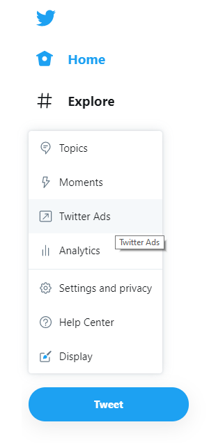 Twitter ads button