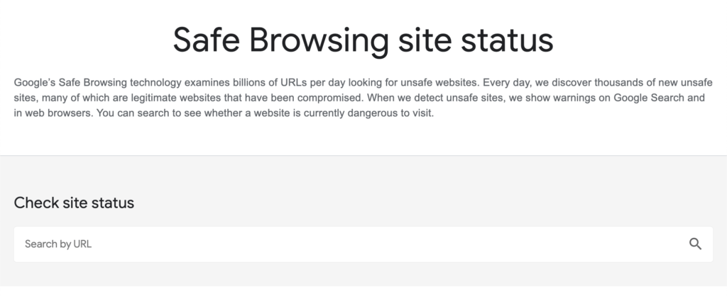 google safe browsing status checker to check if a website is in Google URL blacklist