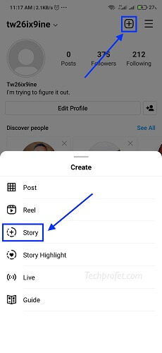 add instagram story