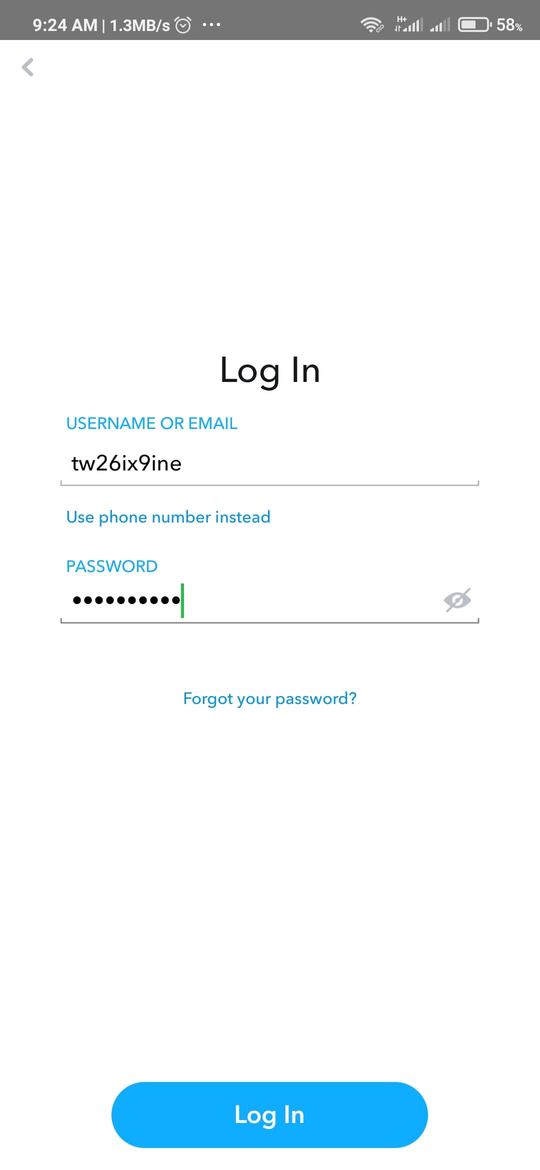 enter user and password without email