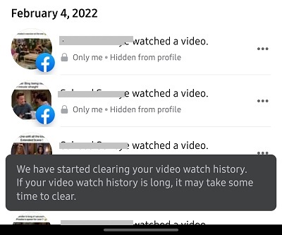 video watch history being cleared
