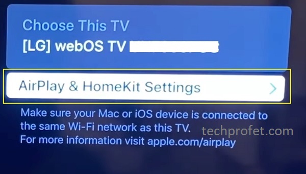 AirPlay and homekit settings