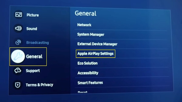 apple airplay settings