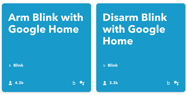 arm disarm blink with Google Home