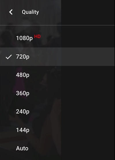 change YouTube playback quality