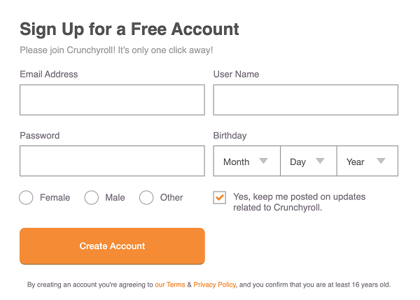 crunchyroll signup