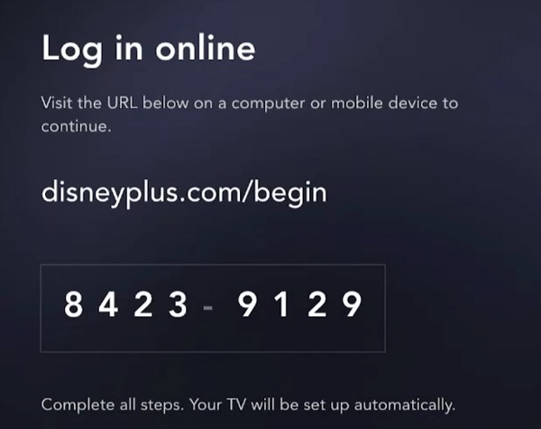 disney plus login code