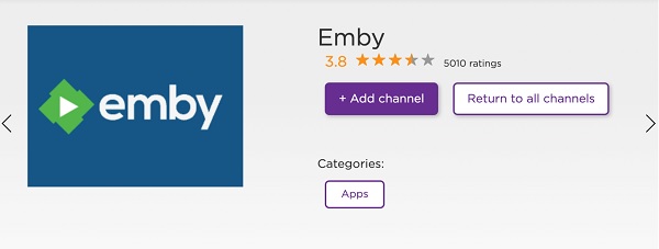 emby on roku app store