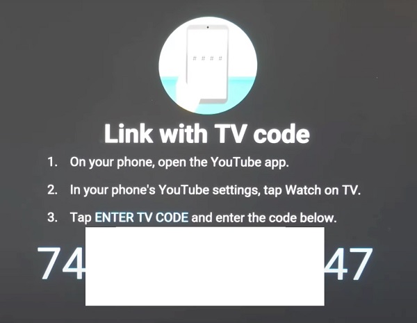 enter code on screen