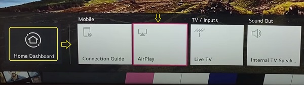 home dashboard menu options