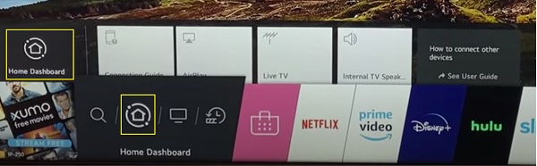 LG TV home dashboard