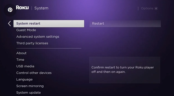 roku system restart