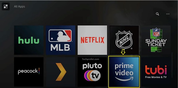 select amazon prime video on PS5