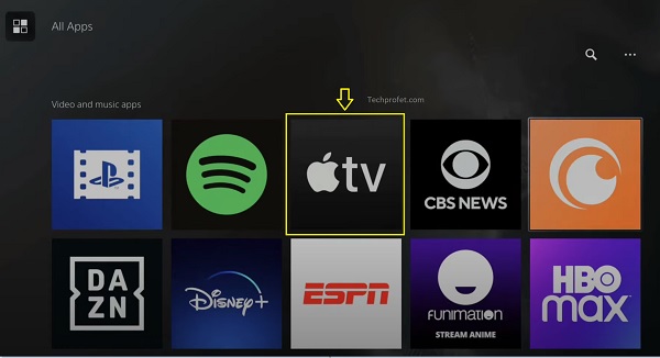 select Apple tv on PS5