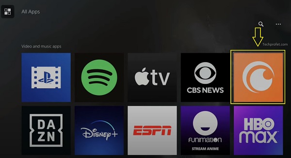 select crunchyroll app on ps5