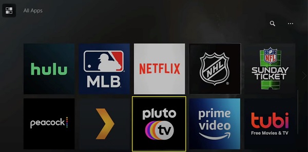 select Pluto TV app on PS5 media server