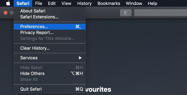 select safari preferences