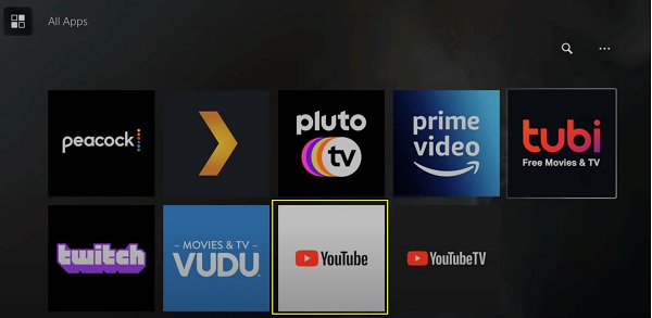 select YouTube app on PS5 media server