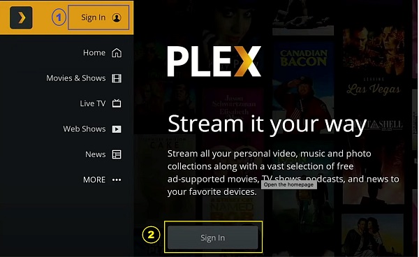 sign in to plex media server