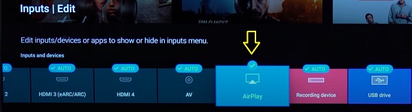 AirPlay is selected on Android TV