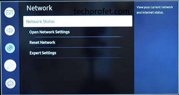 click on network status