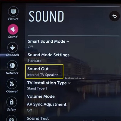 click on sound out option
