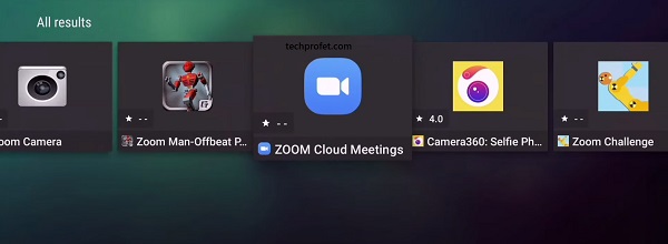 click on Zoom app on Android TV