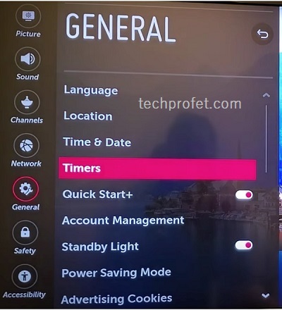 LG TV timers settings