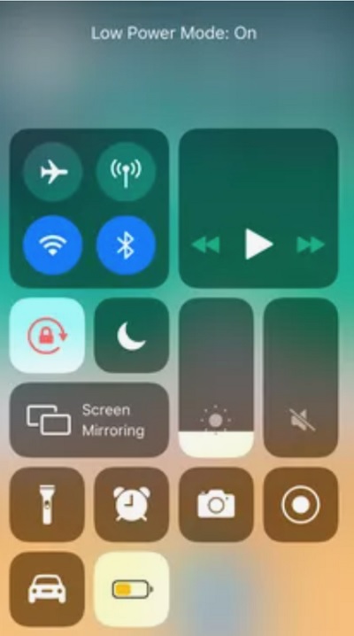 Low power mode in control centre