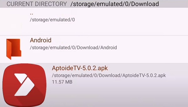 open Aptoide app on Android TV