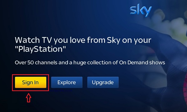 sign in to Sky Go on PS5