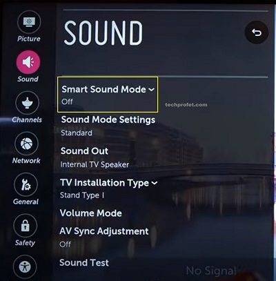 turn off smart sound mode