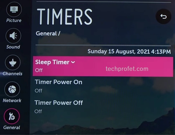 turn off timers settings
