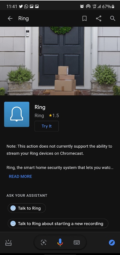 Voice command to talk to Ring