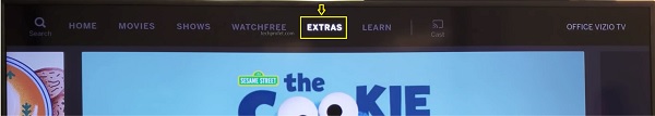 click extras on top menu