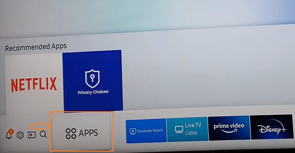 click on Samsung TV apps icon