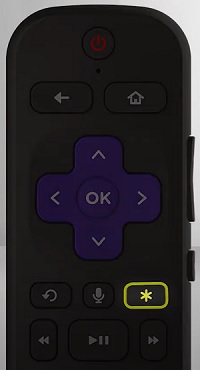 click start button on Roku remote