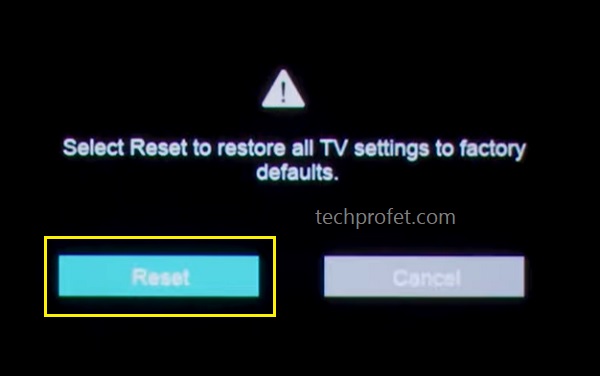 confirm Vizio TV reset