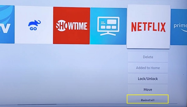 re-install Netflix on Samsung smart TV