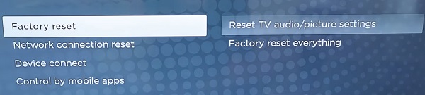 reset settings to factory default