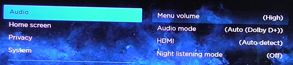Roku audio settings