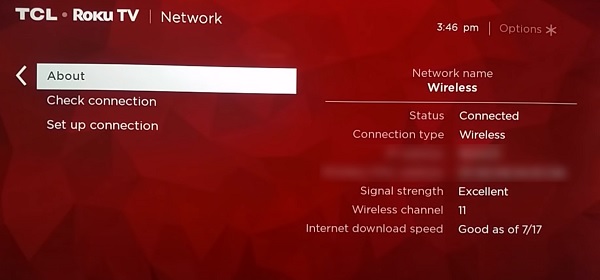 Roku TV network settings