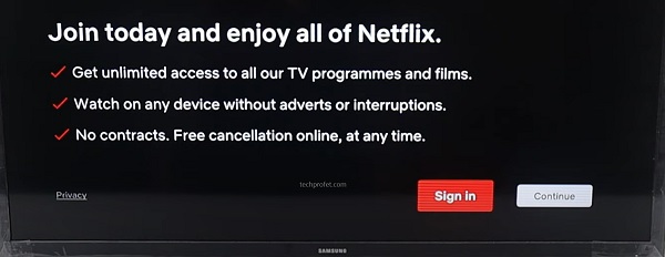 sign in to Netflix on Samsung TV