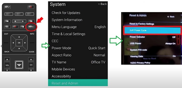 soft power reset Vizio smart TV