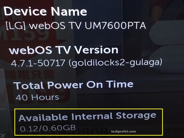 check available internal storage
